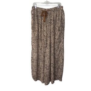 Free People Intimately PANTS Medium Brown Animal Print Sheer Drawstring